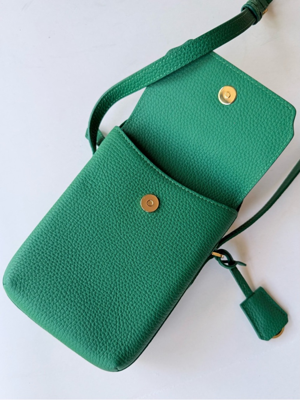 Maison de Sabre The Zipped Phone Pouch Crossbody Bag Emerald Green Leather - Picture 10 of 15